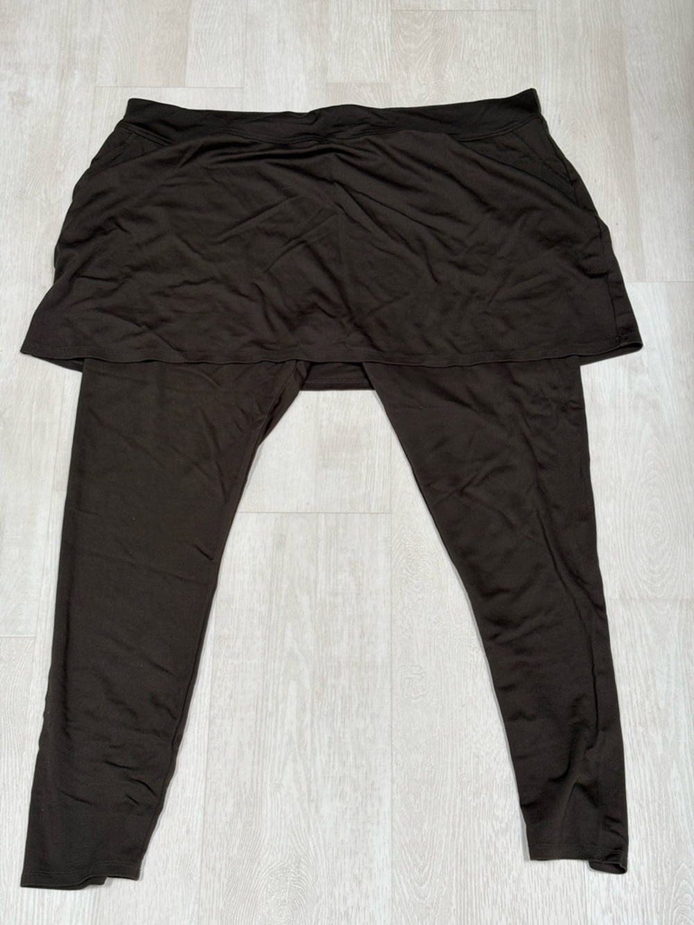 Very Dark Olive Colored Skirted Leggings - Comfortable Everyday Activewear